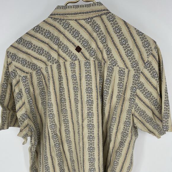 Prana Short Sleeve Button Up Shirt Green Pattern Men's Size L - Picture 5 of 7